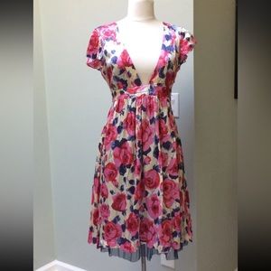 FREE PEOPLE Rose Blossom 100% SILK DRESS SIZE 2